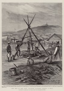 La guerra en el este, soldados japoneses hundiendo un pozo